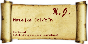 Matejka Jolán névjegykártya