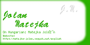 jolan matejka business card